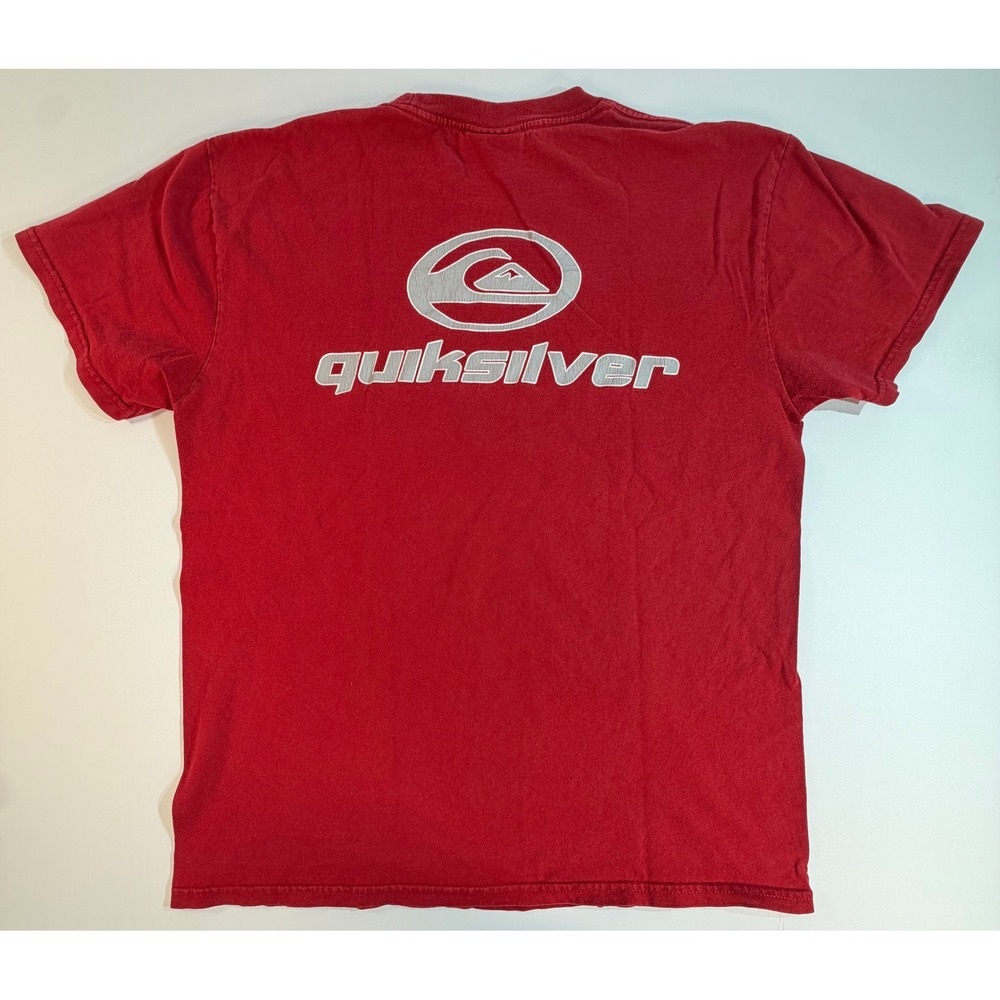 Vintage 90s Quiksilver Logo T-Shirt Mens Large Red Surf Skate Cotton Tee